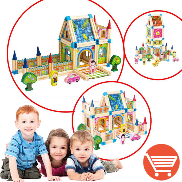 Drvene kockice za gradnju dvorca i kuće